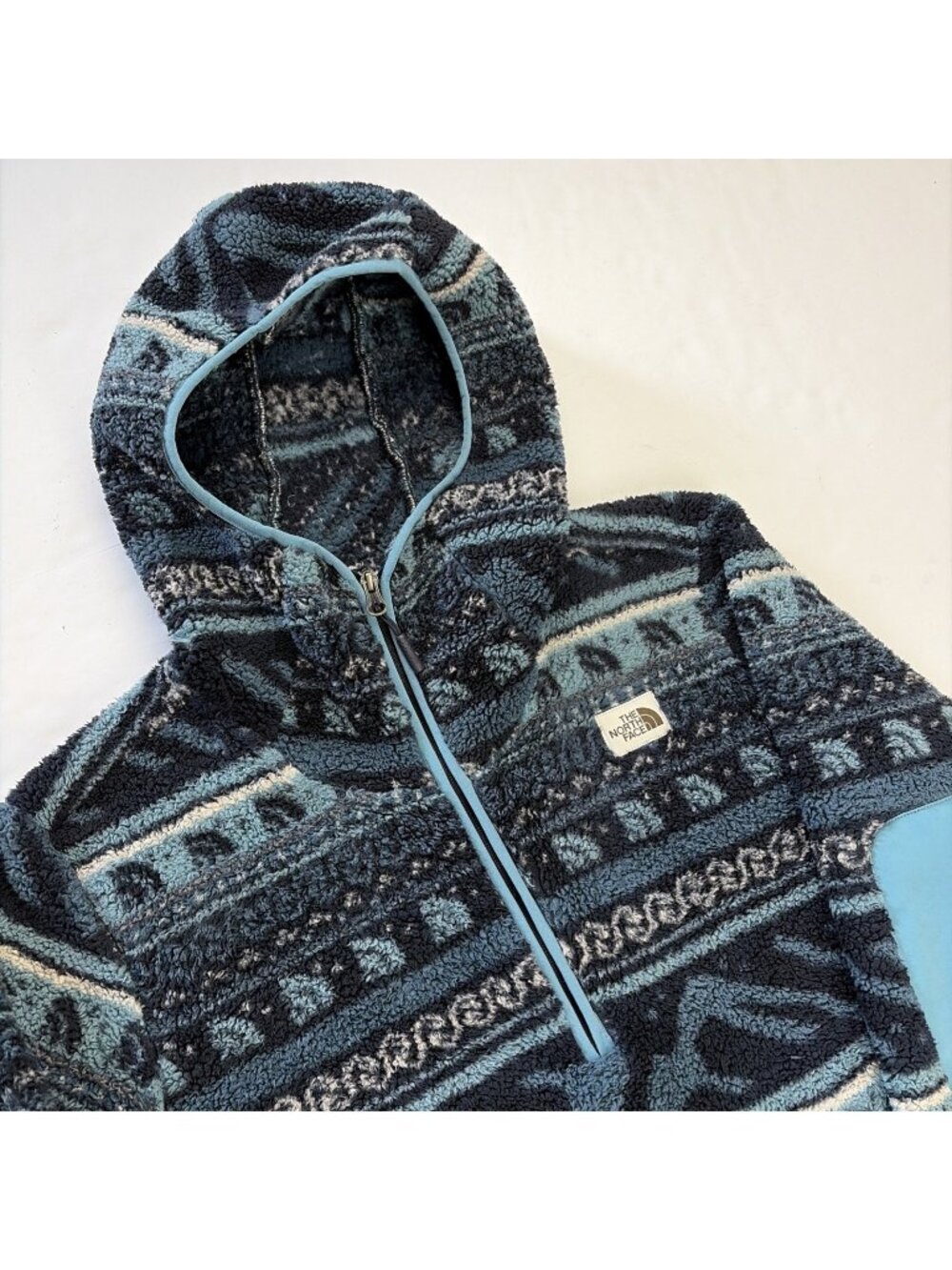 The North Face Campshire Printed Sherpa Fleece Hoodie Men’s M 1/4 Zip Fair Isle